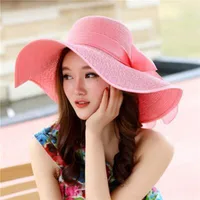 Big Brim Straw Summer Female Foldable Summer Beach Sunscreen Ladies Hat sku image 1