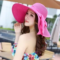 Big Brim Straw Summer Female Foldable Summer Beach Sunscreen Ladies Hat sku image 5
