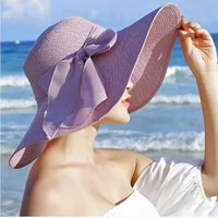 Big Brim Straw Summer Female Foldable Summer Beach Sunscreen Ladies Hat sku image 6
