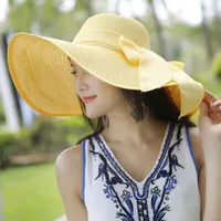 Big Brim Straw Summer Female Foldable Summer Beach Sunscreen Ladies Hat sku image 3