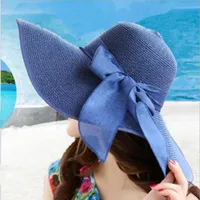 Big Brim Straw Summer Female Foldable Summer Beach Sunscreen Ladies Hat sku image 7