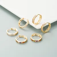 Fashion New Copper Gold-plated Inlaid Colorful Zircon Geometric Earrings main image 1