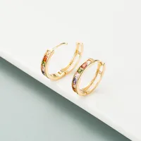 Fashion New Copper Gold-plated Inlaid Colorful Zircon Geometric Earrings main image 2