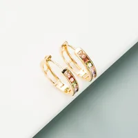 Fashion New Copper Gold-plated Inlaid Colorful Zircon Geometric Earrings main image 3