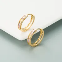 Fashion New Copper Gold-plated Inlaid Colorful Zircon Geometric Earrings main image 4