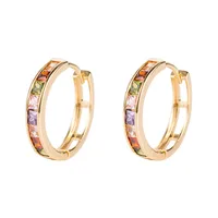Fashion New Copper Gold-plated Inlaid Colorful Zircon Geometric Earrings main image 5