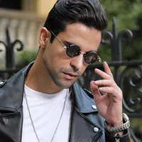 Lunettes De Soleil À Petit Cadre De Style Steampunk Rétro Personnalité Masculine Lunettes De Soleil Rondes Hip-hop main image 1