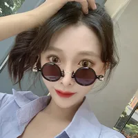 Retro Steampunk Style Small Frame Sunglasses Male Personality Hip-hop Round Sunglasses main image 3