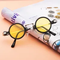 Retro Steampunk Style Small Frame Sunglasses Male Personality Hip-hop Round Sunglasses main image 4