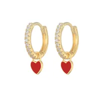 Fashion Heart-shaped Earrings Ear Buckle Drop Oil Copper Earrings sku image 1