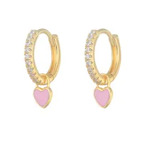 Fashion Heart-shaped Earrings Ear Buckle Drop Oil Copper Earrings sku image 3