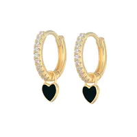 Fashion Heart-shaped Earrings Ear Buckle Drop Oil Copper Earrings sku image 4
