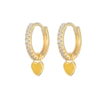 Fashion Heart-shaped Earrings Ear Buckle Drop Oil Copper Earrings sku image 5