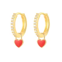 Fashion Heart-shaped Earrings Ear Buckle Drop Oil Copper Earrings sku image 6