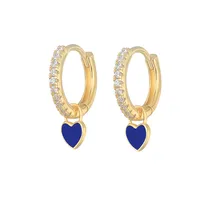 Fashion Heart-shaped Earrings Ear Buckle Drop Oil Copper Earrings sku image 7