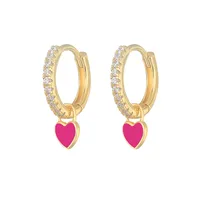 Fashion Heart-shaped Earrings Ear Buckle Drop Oil Copper Earrings sku image 8