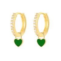 Fashion Heart-shaped Earrings Ear Buckle Drop Oil Copper Earrings sku image 9
