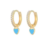 Fashion Heart-shaped Earrings Ear Buckle Drop Oil Copper Earrings sku image 10