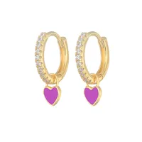 Fashion Heart-shaped Earrings Ear Buckle Drop Oil Copper Earrings sku image 11