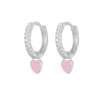 Fashion Heart-shaped Earrings Ear Buckle Drop Oil Copper Earrings sku image 13