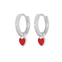 Fashion Heart-shaped Earrings Ear Buckle Drop Oil Copper Earrings sku image 14