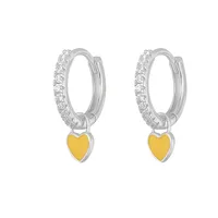 Fashion Heart-shaped Earrings Ear Buckle Drop Oil Copper Earrings sku image 15