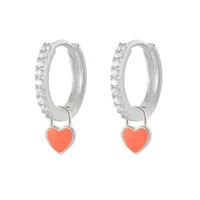Fashion Heart-shaped Earrings Ear Buckle Drop Oil Copper Earrings sku image 16