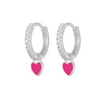 Fashion Heart-shaped Earrings Ear Buckle Drop Oil Copper Earrings sku image 19