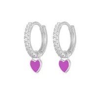 Fashion Heart-shaped Earrings Ear Buckle Drop Oil Copper Earrings sku image 22