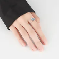 Korean Copper Micro-inlaid Zircon Color Butterfly Rotating Open Ring main image 2