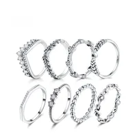 Mode S925 En Argent Sterling En Forme De Coeur Étoile Couronne Anneau main image 5