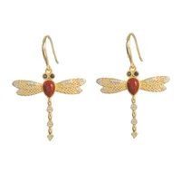 Insect Cartoon Style Gem Inlaid Gemstone Earrings Ear Studs sku image 1