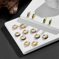 Geométrico Moda Cobre Circón Enchapado Pendientes main image 3