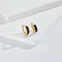 Géométrique Mode Le Cuivre Zircon Placage Des Boucles D'Oreilles main image 2