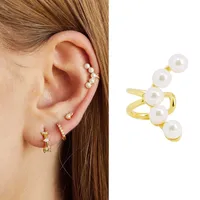 1 Piece Geometric Fashion Brass Pearl Inlay Ear Cuffs main image 5