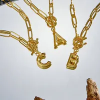 Letter Fashion 14K Gold Plated Copper Pendant Necklace Wholesale main image 5