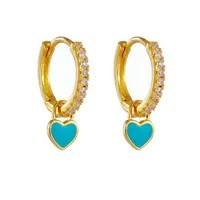 Fashion Heart-shaped Earrings Ear Buckle Drop Oil Copper Earrings main image 6