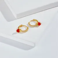 Fashion Heart-shaped Earrings Ear Buckle Drop Oil Copper Earrings main image 3