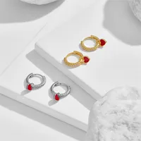 Fashion Heart-shaped Earrings Ear Buckle Drop Oil Copper Earrings main image 1