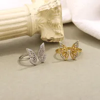 Fashion 925 Sterling Silver Butterfly Plating No Inlaid Women'S Open Rings main image 2