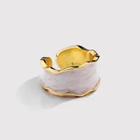 Fashion S925 Sterling Silver Jewelry Geometric Opening Color Enamel Ring sku image 4