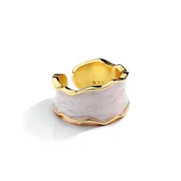 Fashion S925 Sterling Silver Jewelry Geometric Opening Color Enamel Ring main image 1