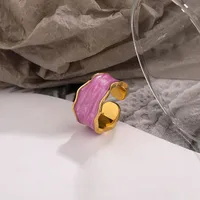 Fashion S925 Sterling Silver Jewelry Geometric Opening Color Enamel Ring sku image 3