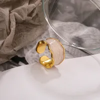 Fashion S925 Sterling Silver Jewelry Geometric Opening Color Enamel Ring sku image 1