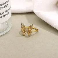 Fashion 925 Sterling Silver Butterfly Plating No Inlaid Women'S Open Rings sku image 1