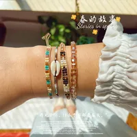 Geometric Bohemian Artificial Crystal Seed Bead Shell Drawstring Bracelets Wholesale main image 2