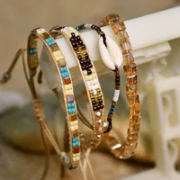 Geometric Bohemian Artificial Crystal Seed Bead Shell Drawstring Bracelets Wholesale main image 1