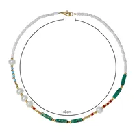 Boho Pearl Necklace Female Summer Agate Green Semi-precious Stone Necklace main image 5
