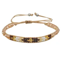 Geometric Bohemian Artificial Crystal Seed Bead Shell Drawstring Bracelets Wholesale sku image 1