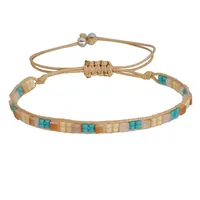 Geometric Bohemian Artificial Crystal Seed Bead Shell Drawstring Bracelets Wholesale sku image 2